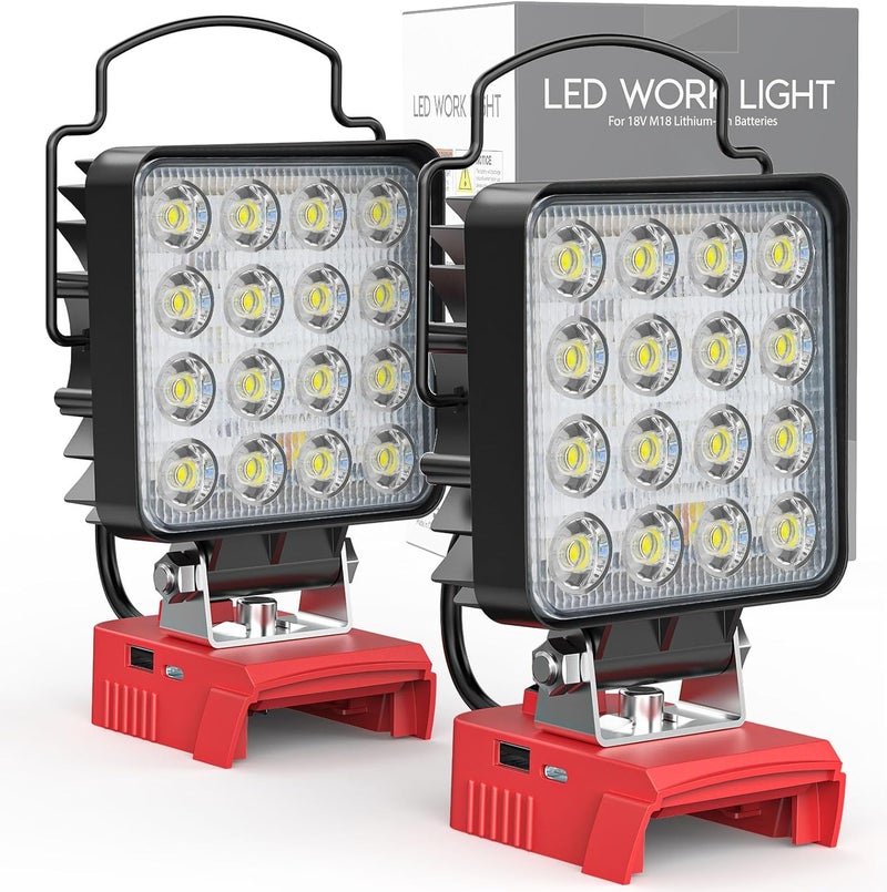 MtiolHig 2PCS Cordless LED Work Light Compatible with Milwaukee 18v Battery,112W 11200 Lumens Battery Powered LED Flood Light Only, with USB & Type-C Charging for Emergency, Workshop, Outdoor - Image 1